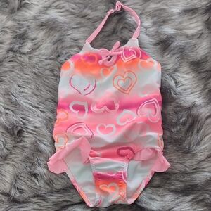 Joe Boxer Kids Swim One Piece - Pink and Orange Hearts